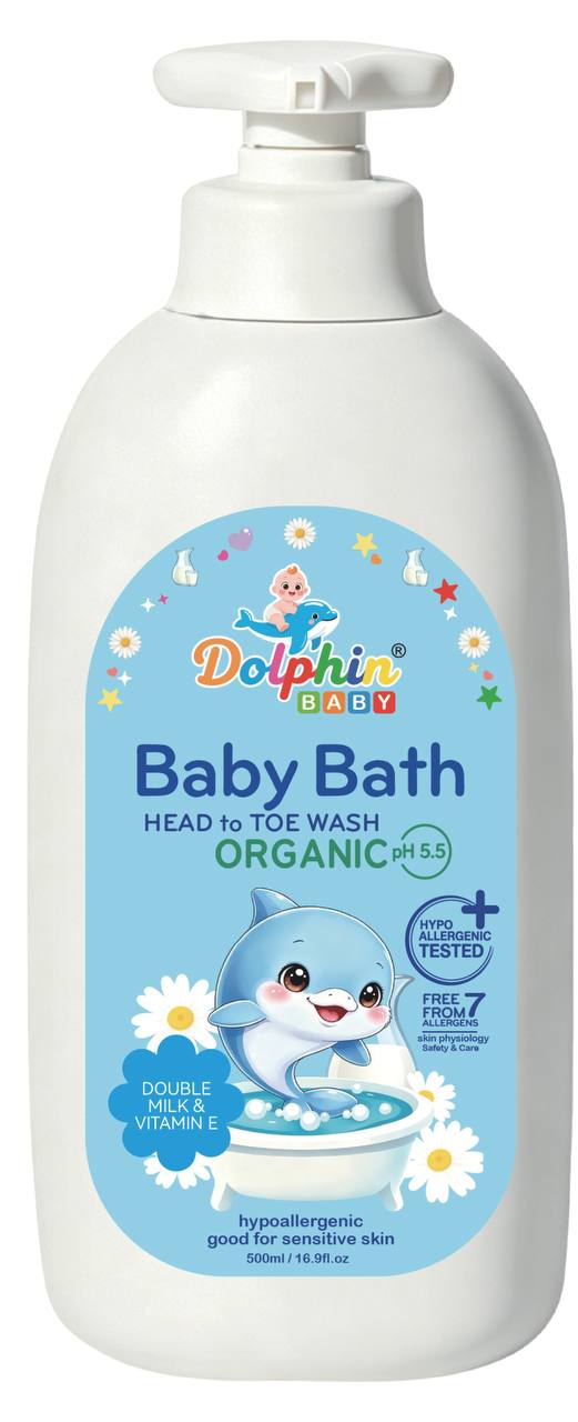 Baby Bath Head to Toe Wash -Double Milk & Vitamin E - Organic- 500ml - Image 3