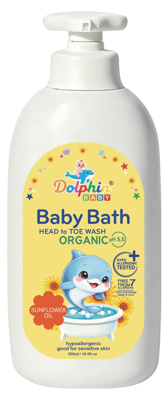 Baby Bath Head to Toe Wash -Sunflower Oil - Organic- 500ml - Image 3
