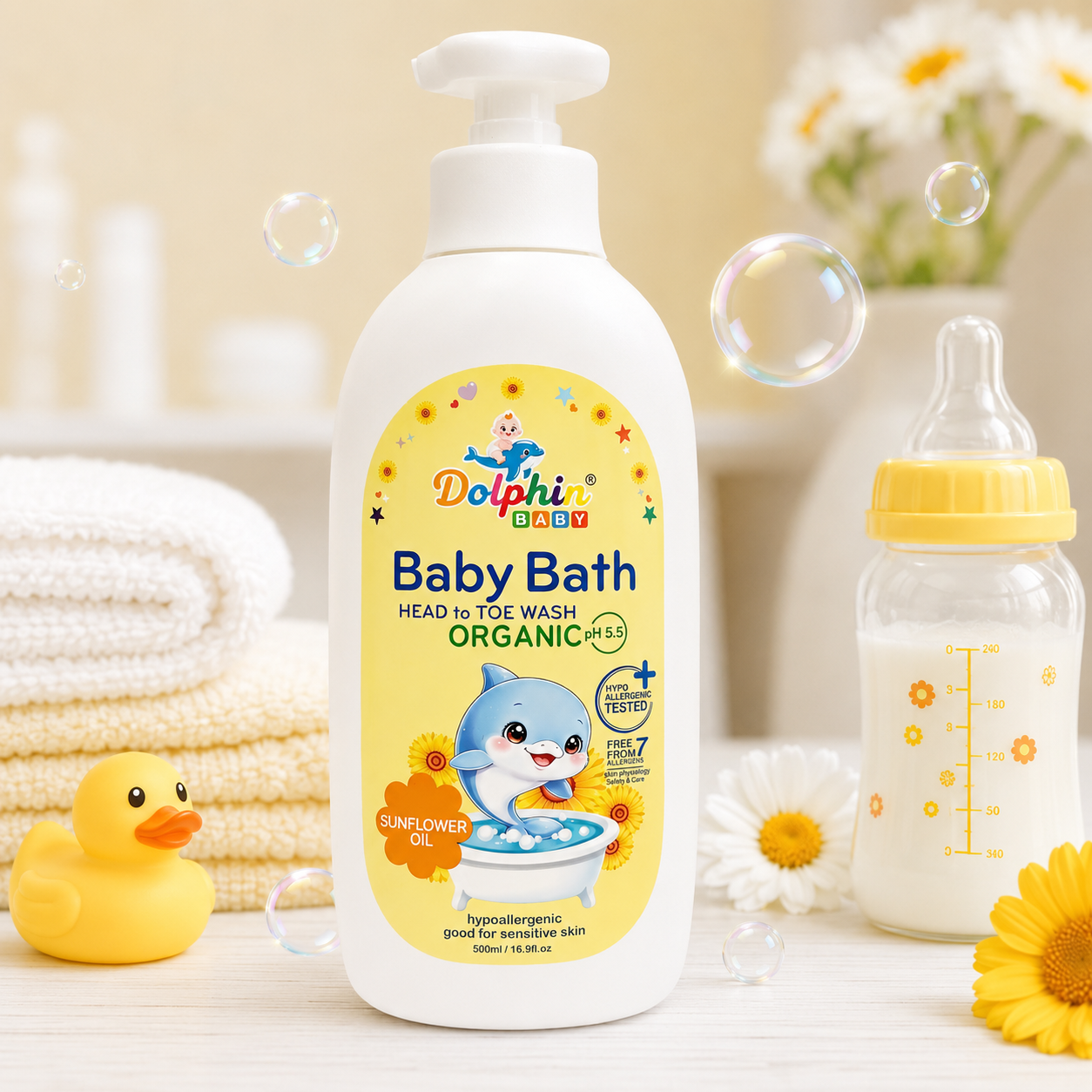 Baby Bath Head to Toe Wash -Sunflower Oil - Organic- 500ml