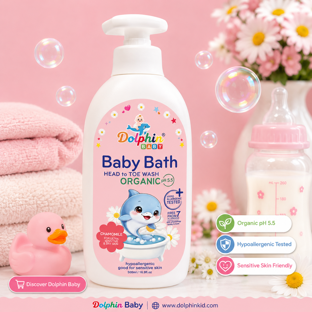 Baby Bath Head to Toe Wash -Chamomile - Organic- 500ml